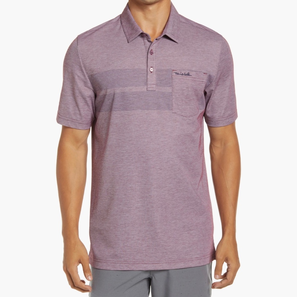 Travis Mathew Lindquist Beach Stripe Pocket Pique Polo Shirt Men's XL
